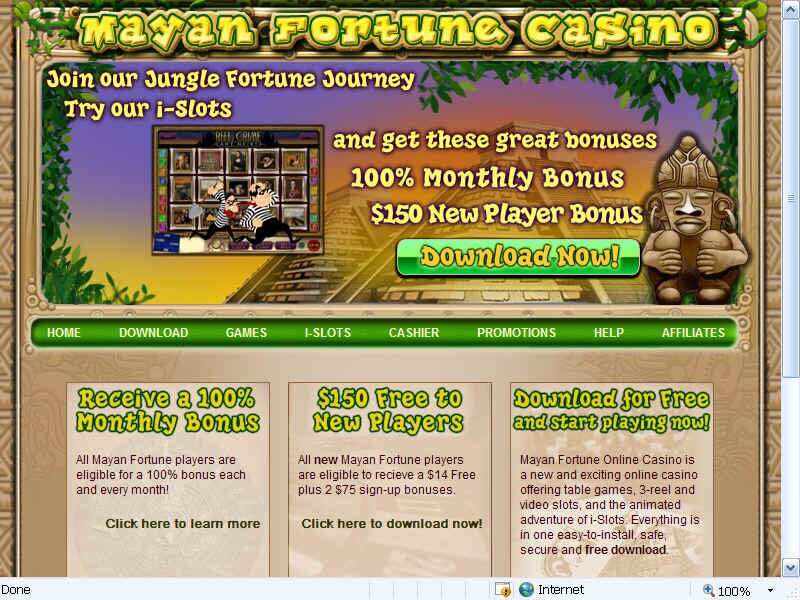 $14 No deposit bonus for new players at Mayan Fortune Online Casino.