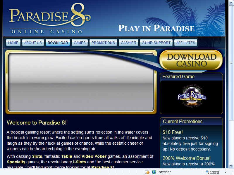 Paradise 8 Casino. Great monthly bonuses.