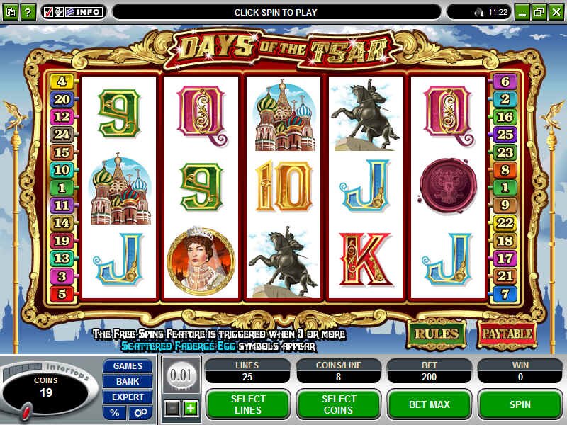 Play Days of the Tsar at Blackjack Ballroom Casino.