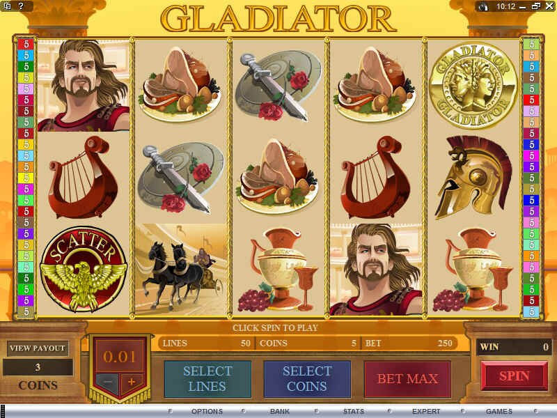 Gladiator Bonus Video Slots by Microgaming.