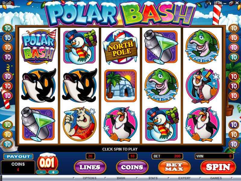 Polar bash Bonus Video Slot Machine by Microgaming.