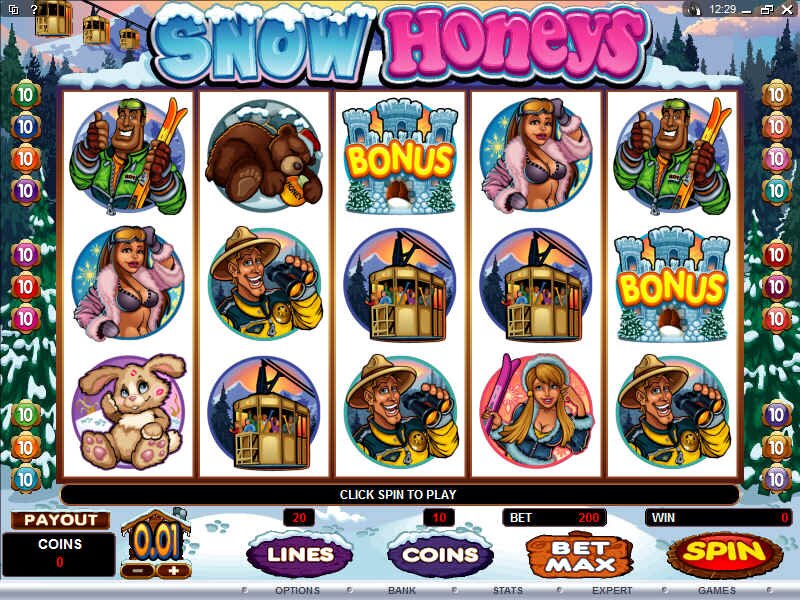 Play Snow Honeys slot machine at Crazy Vegas Online Casino powered by Microgaming Software.
