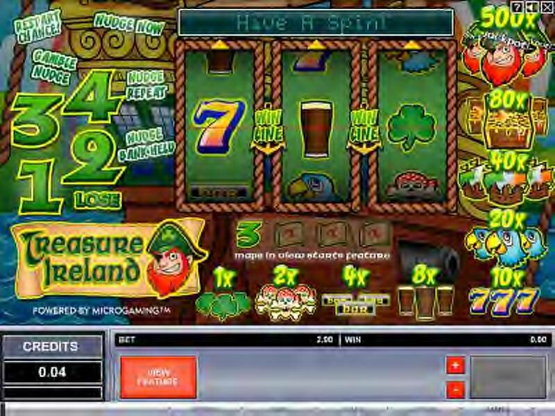 Treasure Ireland AWP Reel Slot Mahine by Microgaming.